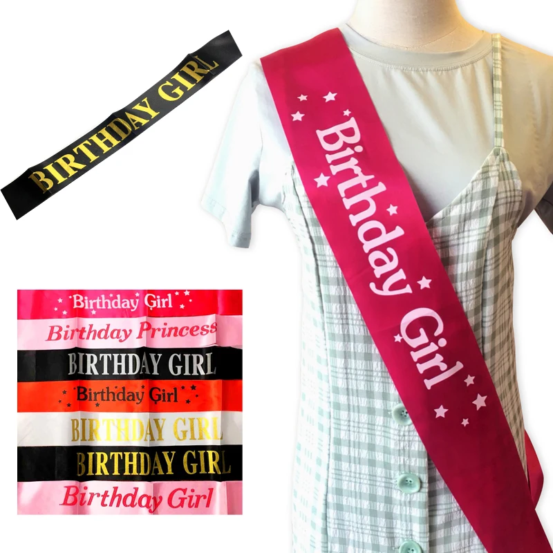 

CMGBOBP Birthday Girl Glitter Satin Sash Princess 10th 18th 20th 21st 30th 40th birthday party decorations adult