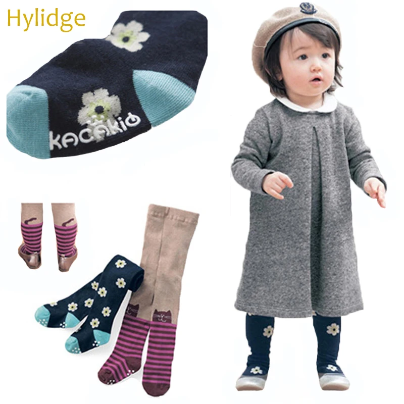 

Hylidge Sweet Small Flower Baby Girls Pantyhose Striped Princess Cotton Toddler Infant Legging Pants Anti-slip Dance Leggings