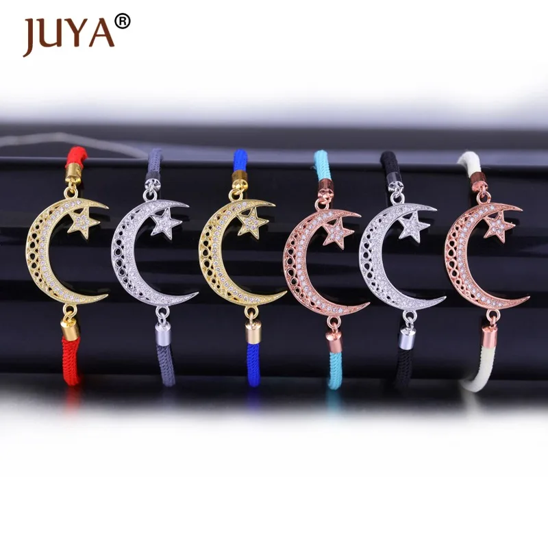 Мусульманский Рамадан микро проложить Кристалл полумесяц браслет с Луной уникальный унисекс 6 цветов веревка браслет ювелирные изделия лучший друг подарок для сестры