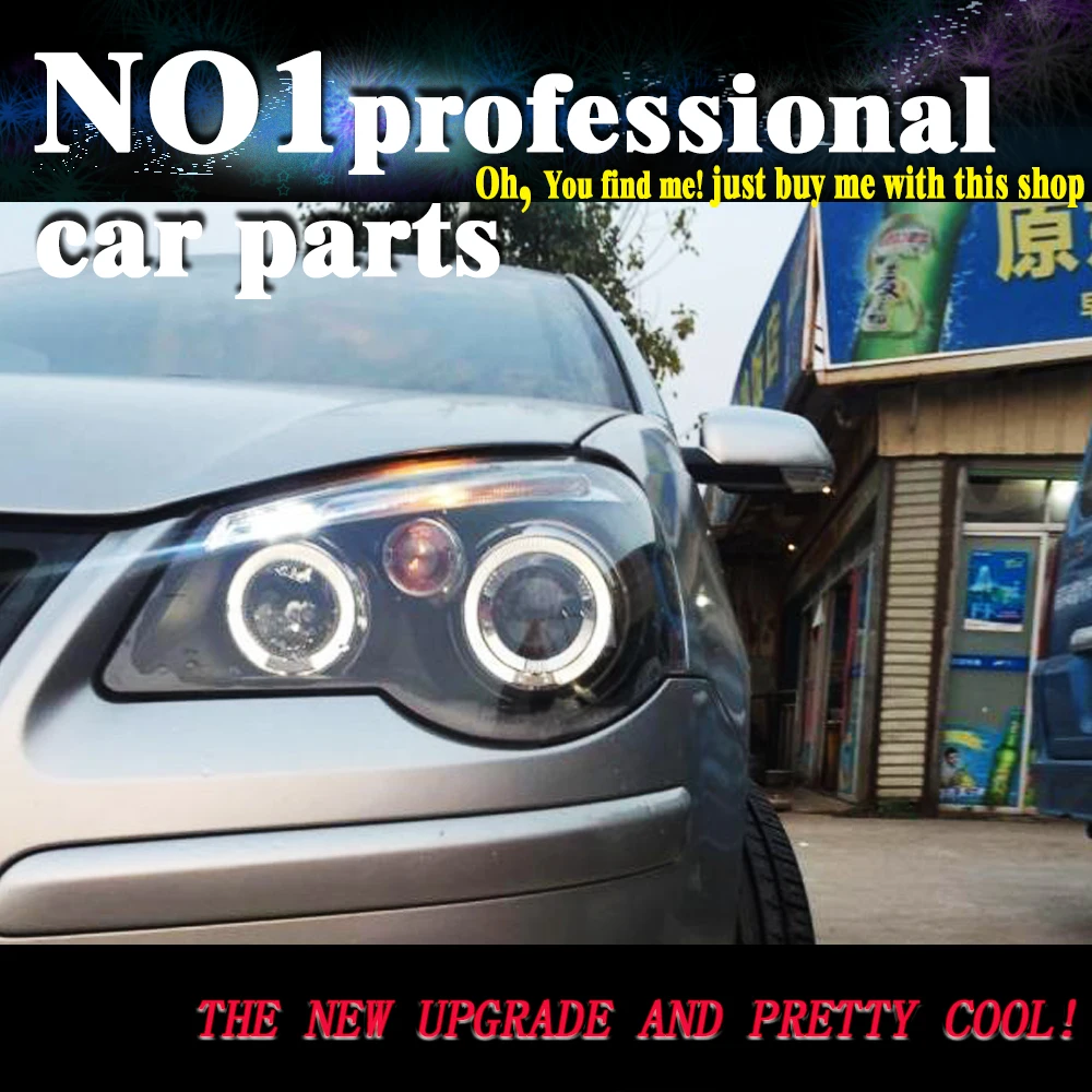 

OUMIAO Car Headlights For VW Old polo headlight 2005 2006 2007 2008 2009 Polo Headlamp LED Angel Eyes DRL Bi Xenon Lens High Low