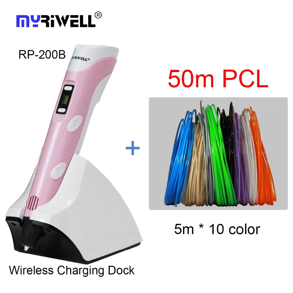 

RP-200B Myriwell 3D pen 4th Generation Built-in battery Wireless Charging DIY 3D Printing Pen and 50m PCL filament