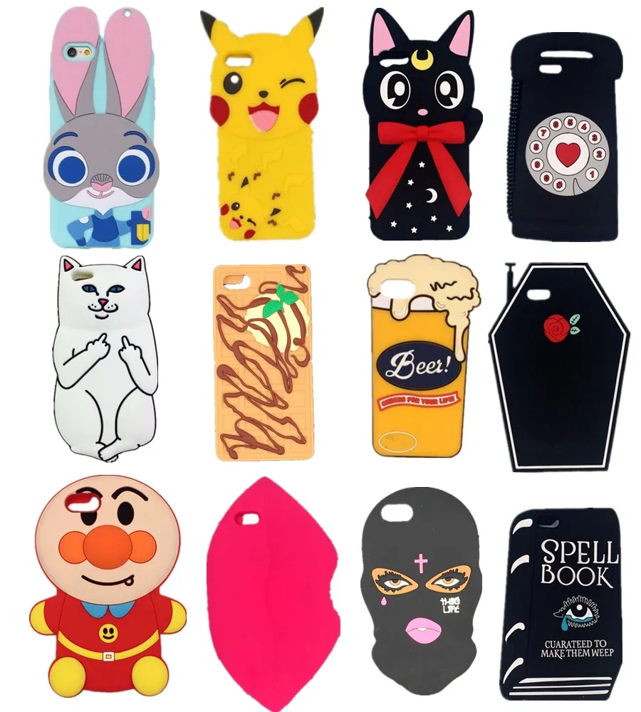 

3D Cartoon Cat rabbit masked by the book lip beer mug Soft Silicon Case For iPhone 5 5S 5C SE 6 6S 7 8 Plus Phone case