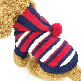 Полосатый маленький свитер для собаки для кошки для питомца джемпер для собаки свитер в полоску Одежда для собак XXS XS s m l - Цвет: Red white stripe