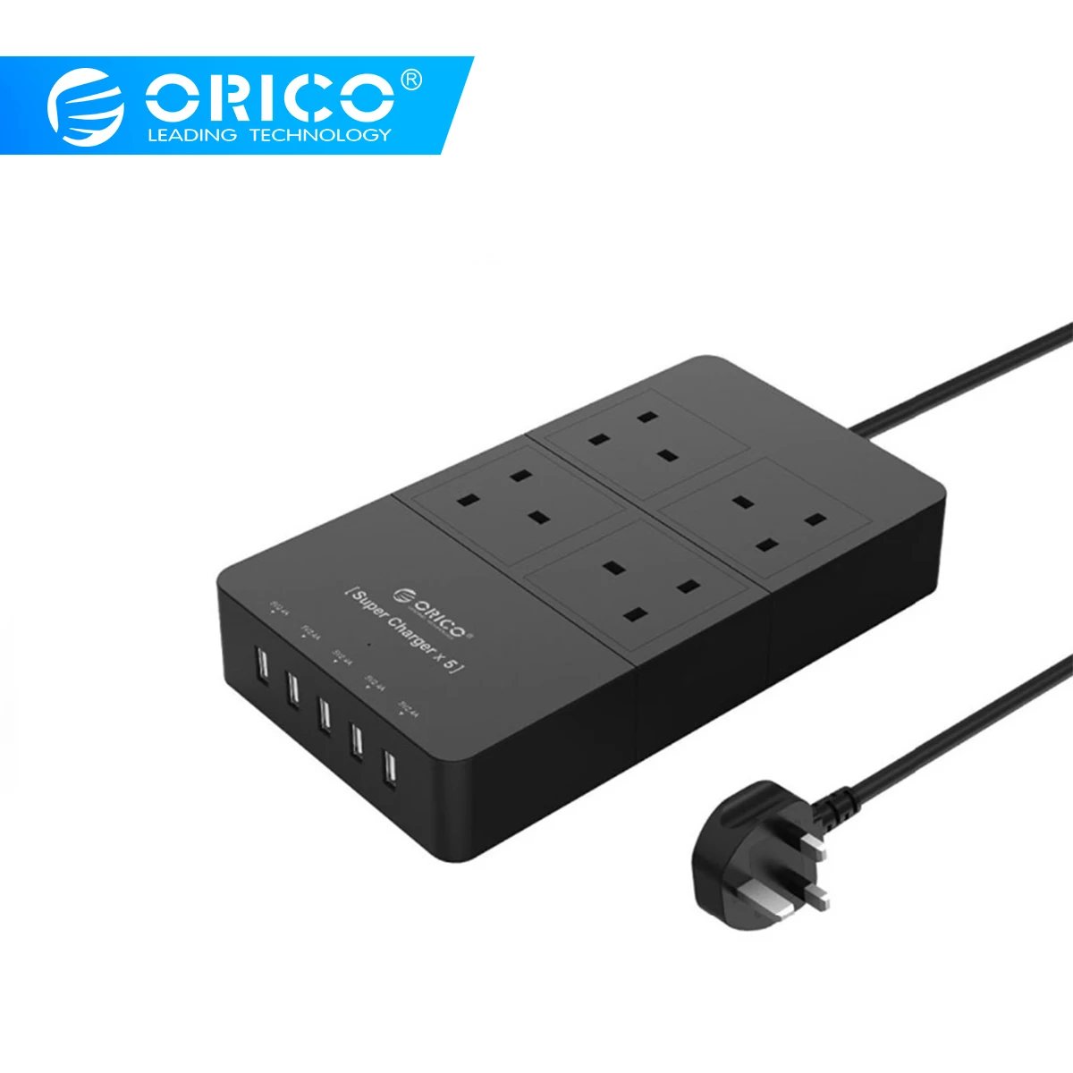 ORICO топ продаж черный блок питания 4 гнезда-5 USB 2.4A Быстрая зарядка поддержка Интеллектуальная Зарядка IC