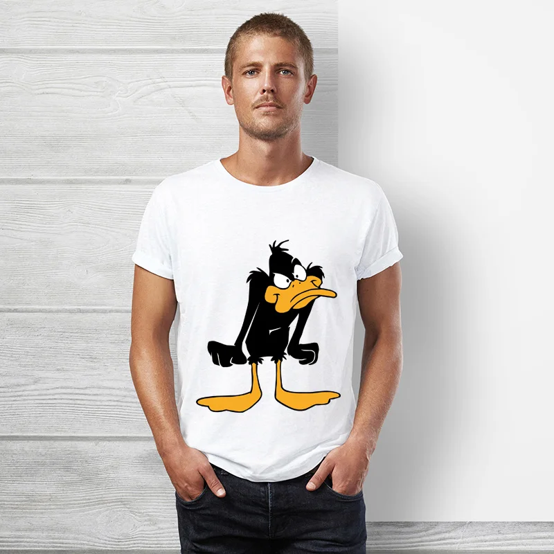 Looney Tunes Даффи дак Футболка мужская с коротким рукавом лето Хип хоп топы тройник