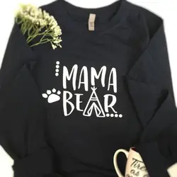 MAMA BEAR Harajuku толстовки с капюшоном хлопковые с круглым вырезом негабаритных толстовки с длинными рукавами рубашки повседневные Джемперы