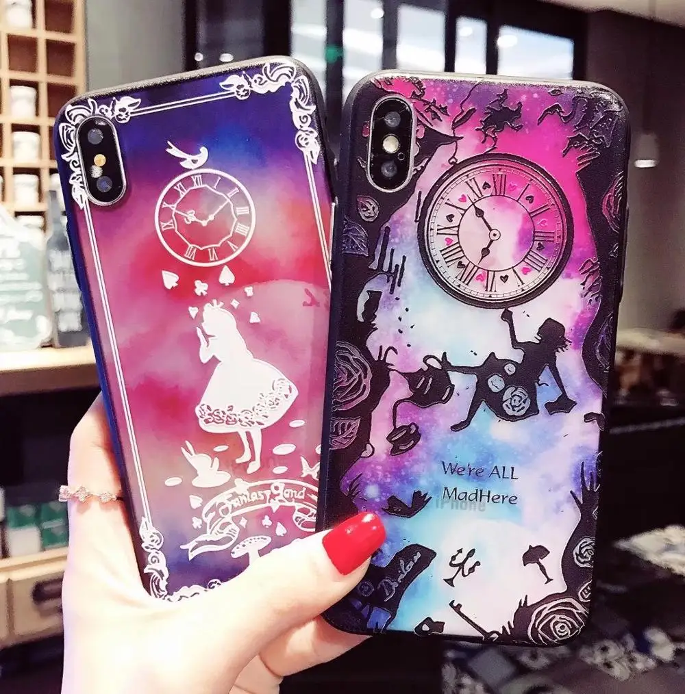 10 шт./партия Алиса Часы страна чудес для iPhone11Pro Max Xsmax XR 8P 6s 7plus Dreamy чехол для телефона ТПУ задняя крышка защитная оболочка