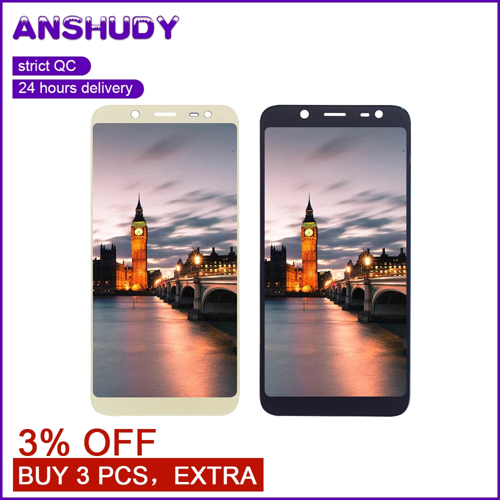 Для Samsung Galaxy J6 2018 сенсорный экран Датчик экрана в сборе для J600F LCD дисплей
