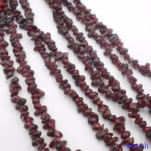 DIY браслет ожерелье металлические ювелирные изделия аксессуары Изготовление 34 дюймов натуральный гранат кусочки, свободные бусы ожерелье камень ожерелье