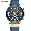 2021 CURREN Men Watches Top Brand Luxury Blue Leather Chronograph Sport Watch For Men Fashion Date Waterproof Clock Reloj Hombre 3
