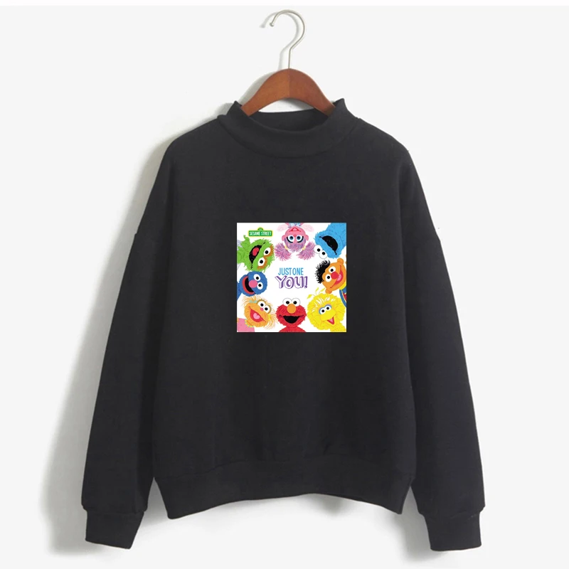

Women Harajuku Hoodies Cartoon Sesame Street Printed Fleece Sweatshirt Kawaii Autumn Winter Clothes Streetwear Pullover 2050-166
