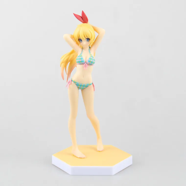 

18cm Sexy Nisekoi Chitoge Kirisaki Beach queen Swimsuit Anime Action Figure PVC Collection toys for christmas gift