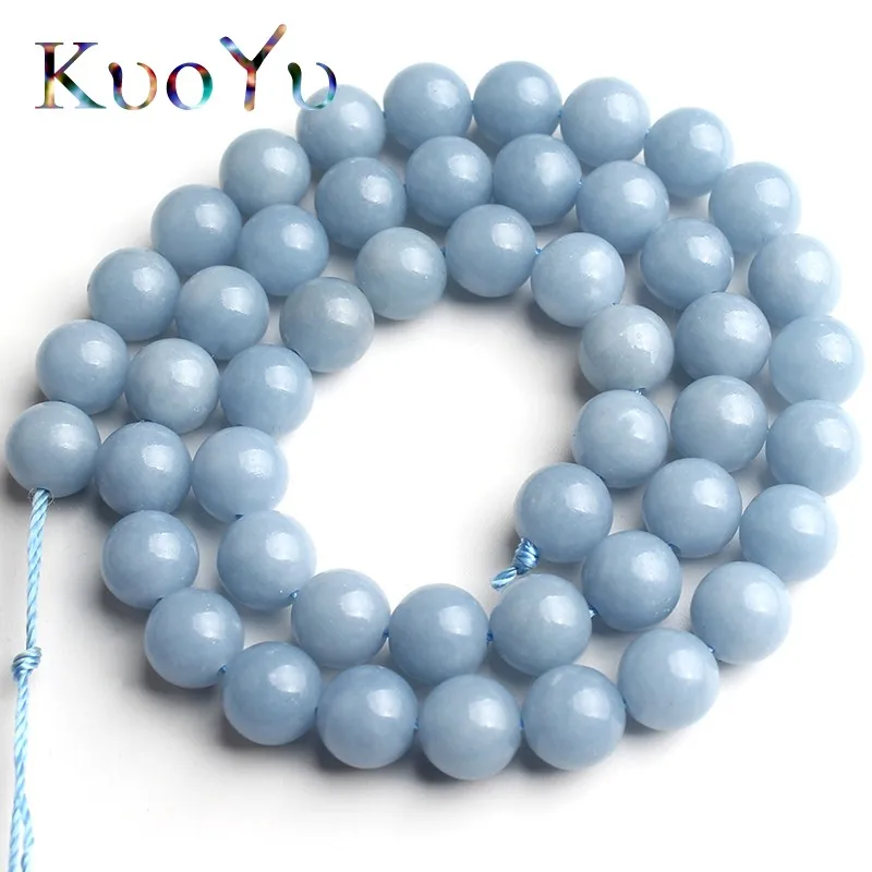 Dark blue Натуральный ангелайт камень, фиолетовый, голубой, круглые бусины Свободные Spacer Бусины 15''strand 6/8/10 мм для самостоятельного изготовления ювелирных изделий Браслеты Цепочки и ожерелья - Цвет: Dark blue