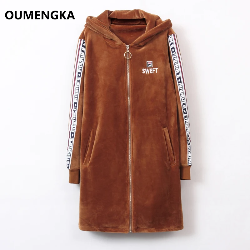  2019 Fashion Autumn Winter Warm Double Fleece Long Pullover Thicken Loose Women Hoodies Sweatshirts