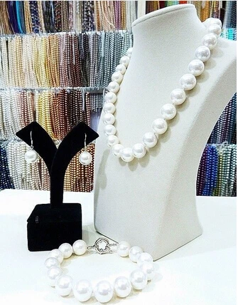 

14MM white South Sea shell pearl necklace Bracelet Earring Sets>Lovely Women's Wedding Jewelry Pretty