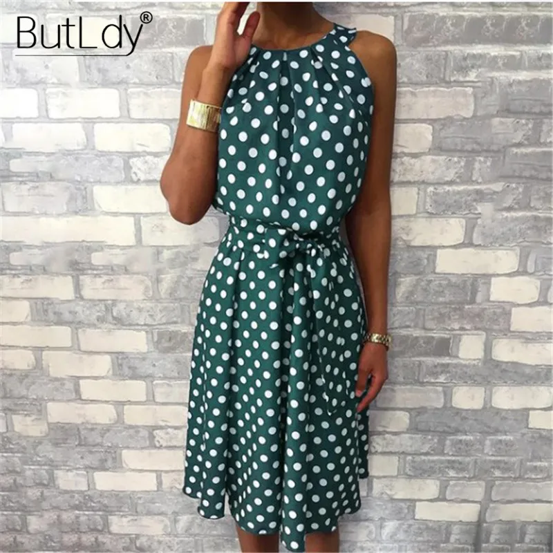Printed Polka Dot Dress Women Large Plus Size 5XL Loose Summer Dress 2019 Off Shoulder Sleeveless Casual Vintage Beach Dress