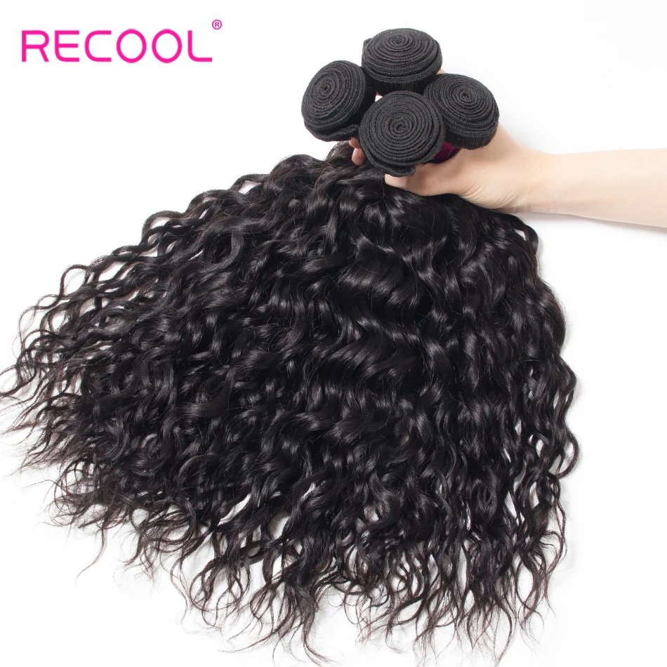 Recool волосы сырое индийские волос волна воды 3 Связки с закрытием Волосы remy