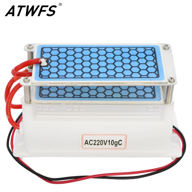 ATWFS портативный генератор озона 220 В/110 в 10 г двойной лист керамической пластины интегрированный озоновый генератор воды озонатор воздуха