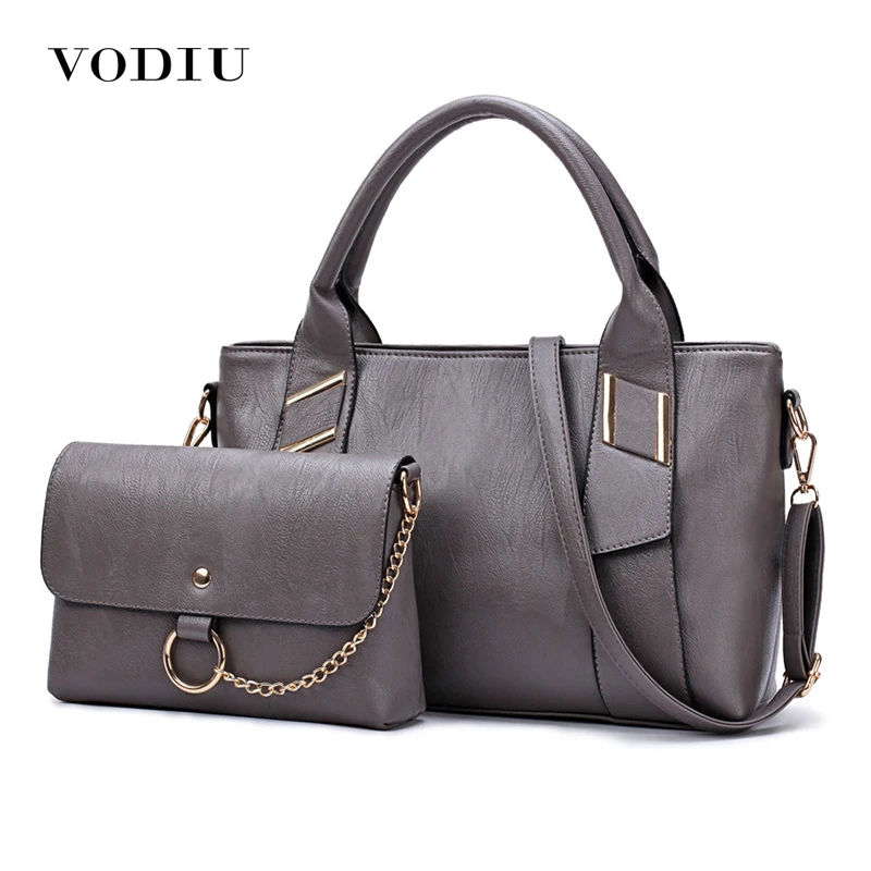 Goede Vrouwen Tas Vrouwelijke 2 Set Tassen Handtassen Leer Over Schoudertas Crossbody Hoge Kwaliteit Rode Keten Casual Dames Grote 2 stks Tassen