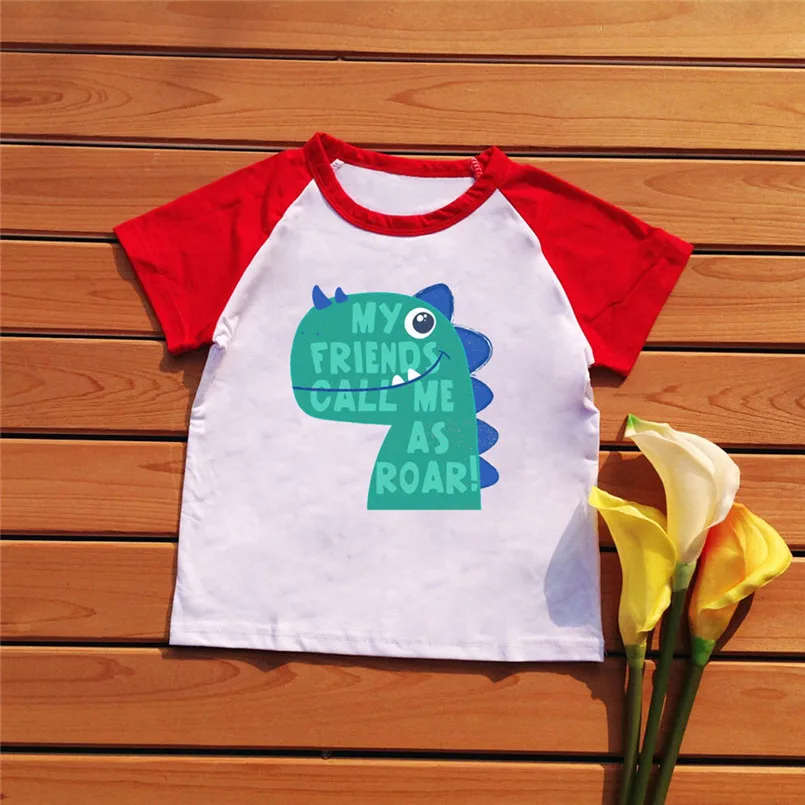 Kids Bady Boy Cartoon Hot Style Dinosaurs Pattern T-shirt Bottoming Shirt Tops the new fashion cute design #4A09 (1)