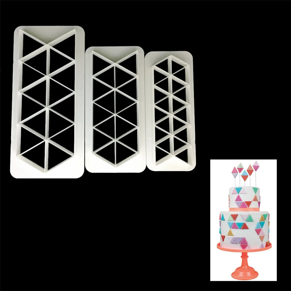3PCS Hexagon Square Diamond Cookie Chocolate Cutters Mould Geometry