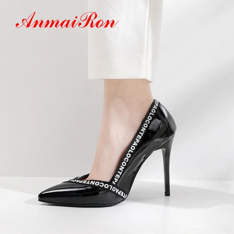 

ANMAIRON 2019 Women Super High Fashion Pumps Patent Leather Basic Pointed Toe Shoes Woman Party Solid Size 34-43 LY2057