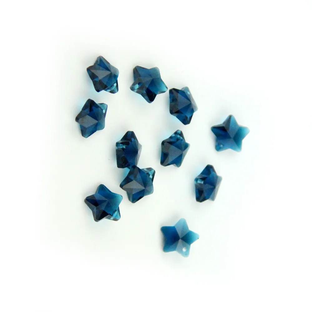Lovely 2000pcs ,14mm Zircon Blue Color Crystal Star Beads In One Hole