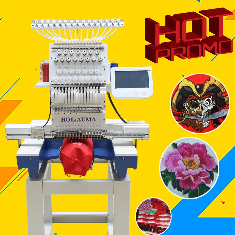 

Multi functions cap/tshirt/flat industrial embroidery machine HOLiAUMA single head computerized embroidery machine with 1200 spm