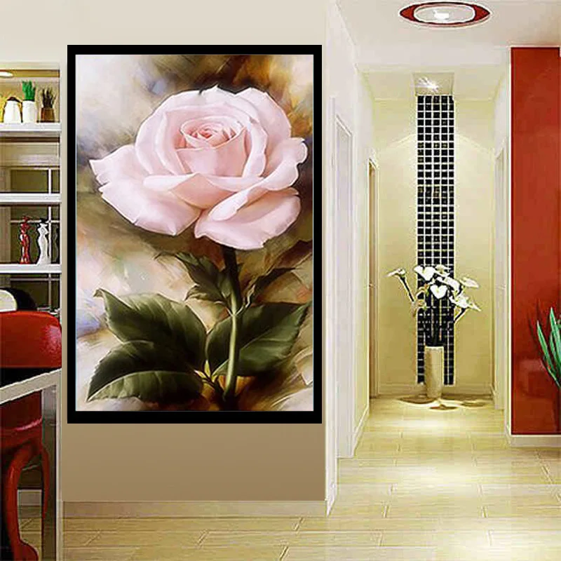 

Full Diamond Painting 50cm x 70cm Rose Slightly Inside The Living Room Diy Diamond Embroidery