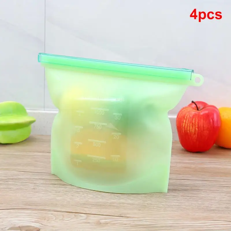 4pcs Zip lock Food Storage Bag Kitchen Fruits Practical Refrigerator