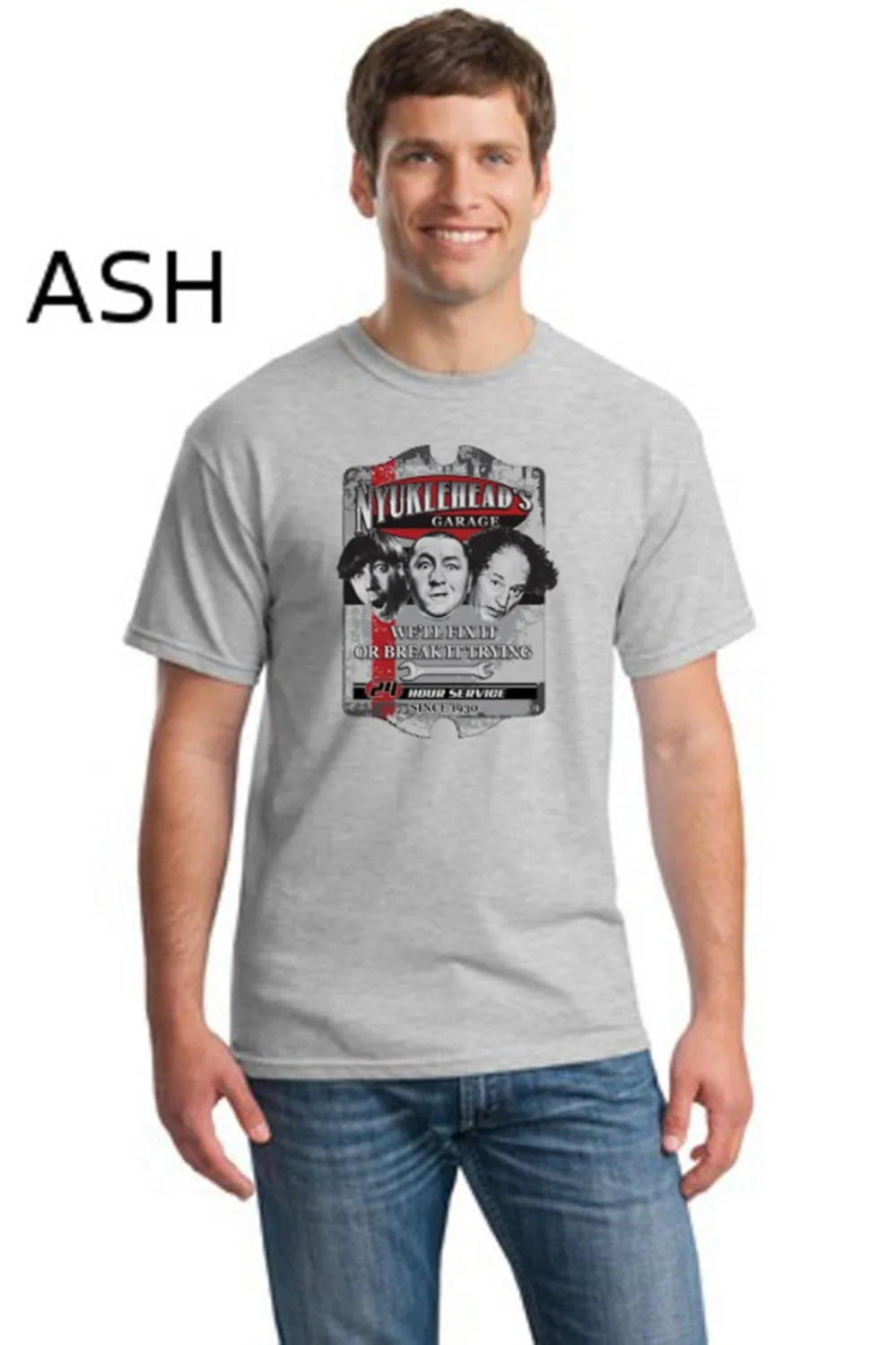 T-Shirt Men 2019 New Print Men T Shirt Summer Three Stooges Funny Nyucklehead Garage Larry Moe Curley T Shirt Transfers