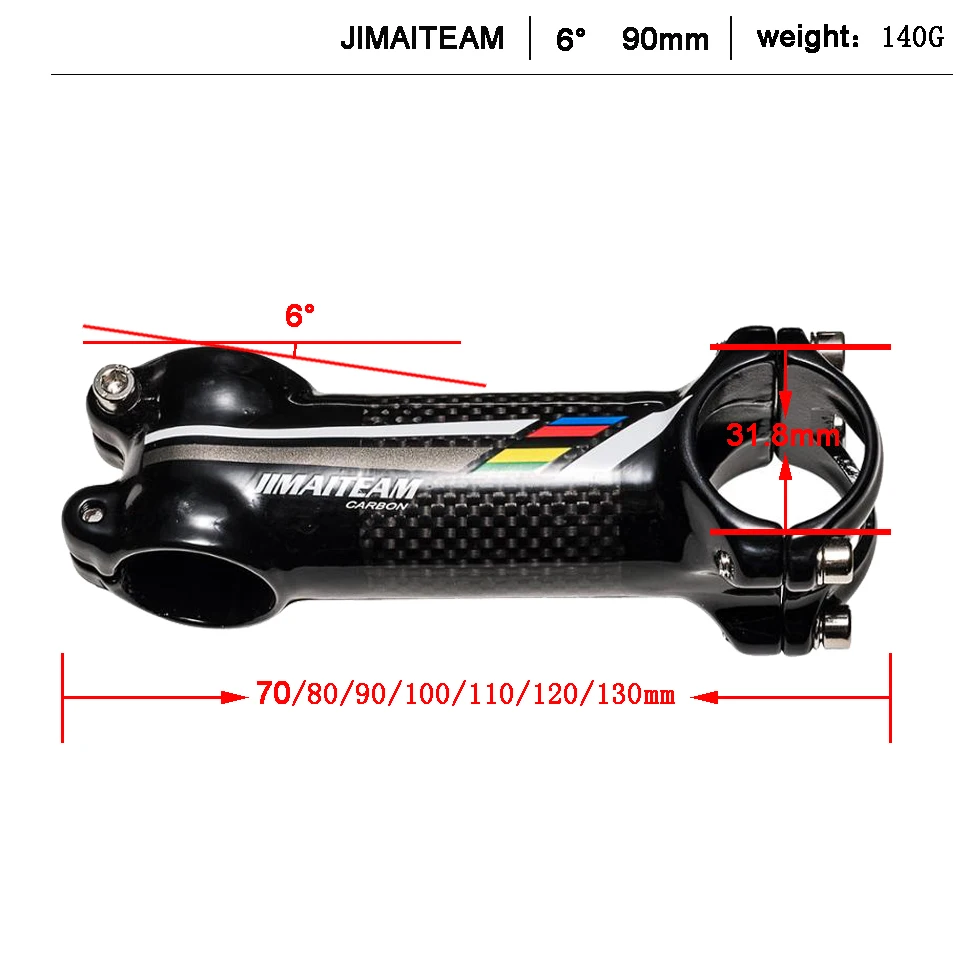 JIMAITEAM велосипедная рукоятка из алюминиевого сплава пакет углеродный рулевой велосипедный вынос дорога/горные велосипеды 3 K глянцевый шток углерода 60-120 мм