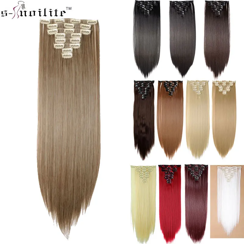 SNOILITE Hairpiece 23 дюймов 180 г прямые 18 заколки для Волос Стайлинг 100% настоящие