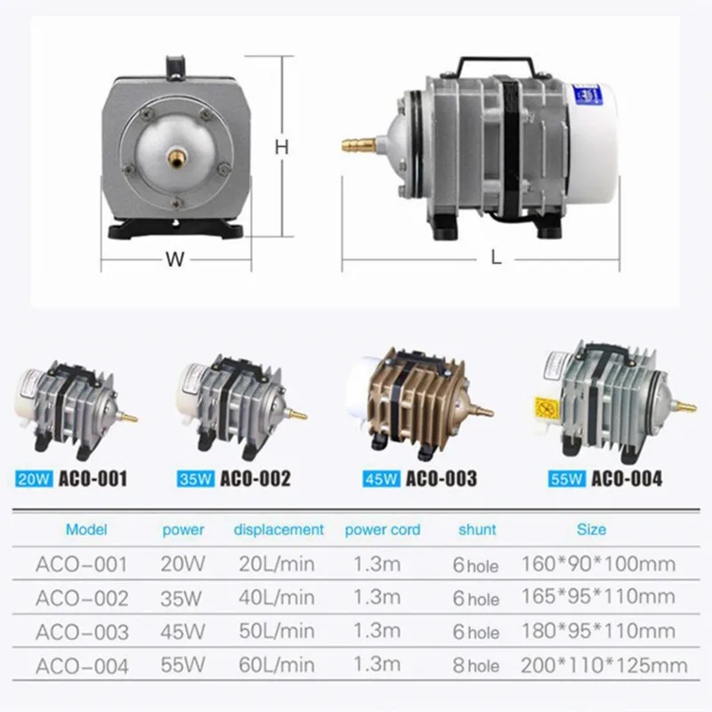 20/35/45W Electromagnetic Aquarium Air Compressor Super Fish Tank Pond Air Compressor Oxygen Pump With 6 Way Splitter Air Valve