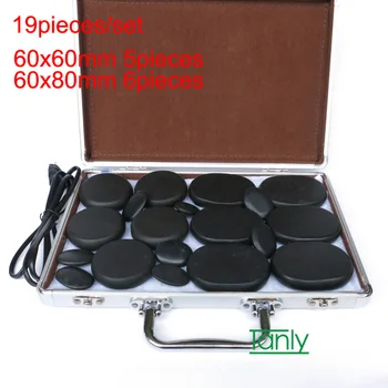 

19pcs /set Massage stones massage lava Natural Energy massage stone set hot spa rock basalt stone with heater box