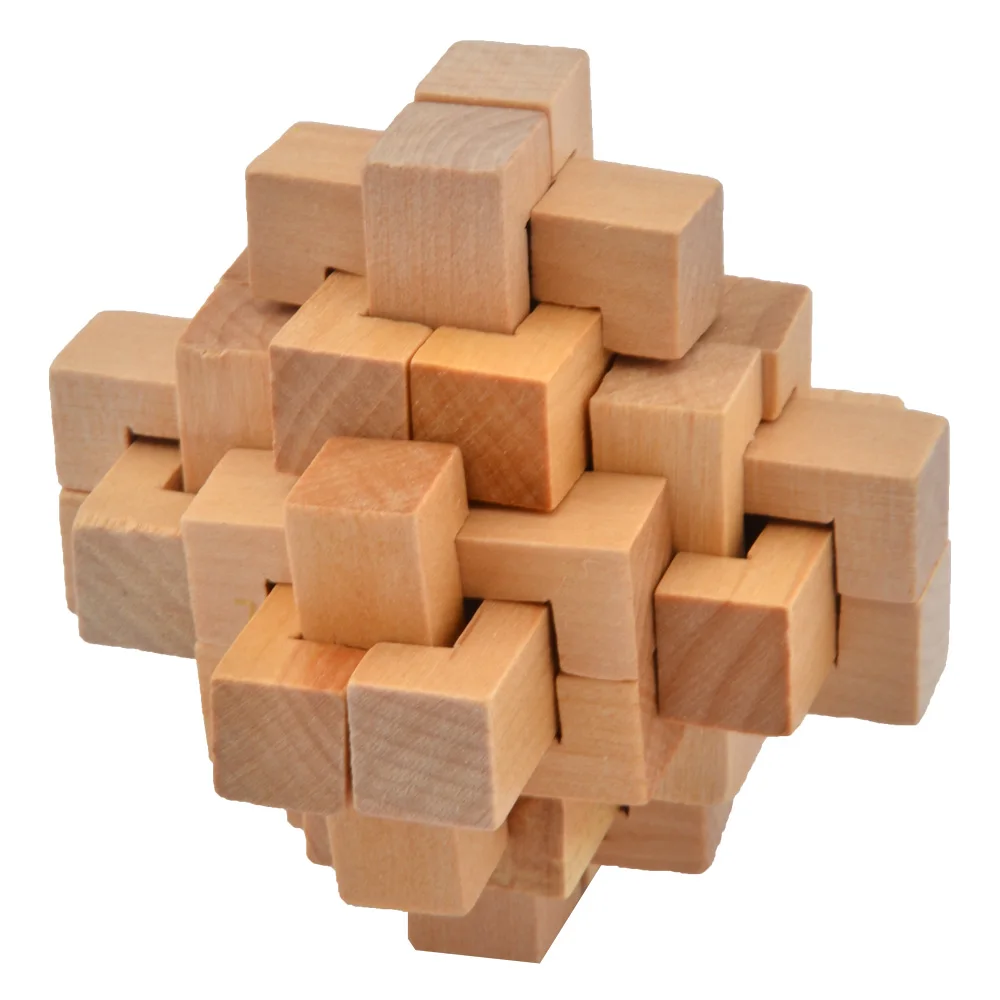 Новый дизайн IQ Brain Teaser Kong Ming Lock 3D деревянная Блокировка заусенцев Пазлы Mind игра