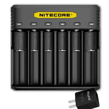

NITECORE Q6 Six Slot 2A Universal Li-ion/IMR Battery Charger for 18650, 16340, RCR123A, 14500, 18350 with adapter