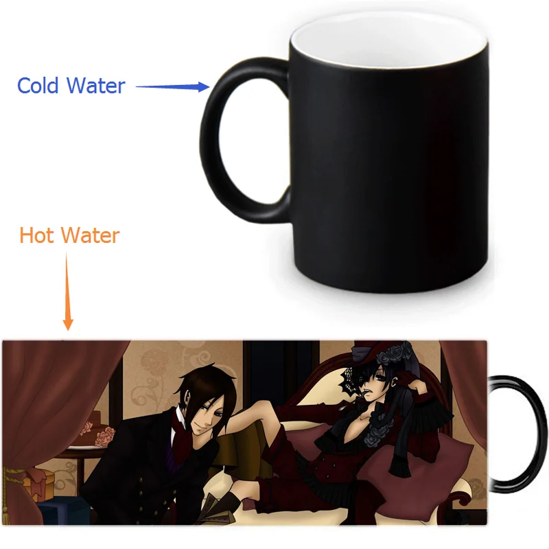 

Black Butler mug 12 OZ/350ml morphing coffee mugs novelty heat changing color transforming Tea Mugs