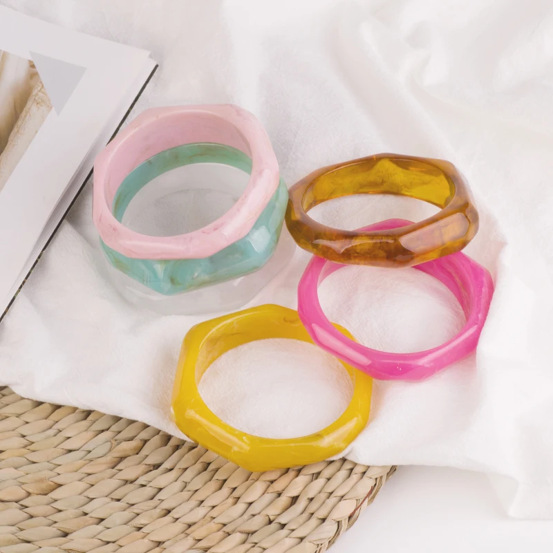 Classic Resin Cuff Bracelets Bangles for Women New Fashion Irregular Wide Geometric Acrylic Bracelet Female Charm Party Jewelry (1)