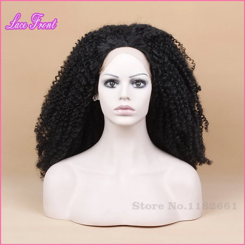 

Hand Hooking High Quality Heat Resistant Synthetic Kinky Curly Lace Front Wig For Black Women African Americans Free Shipping