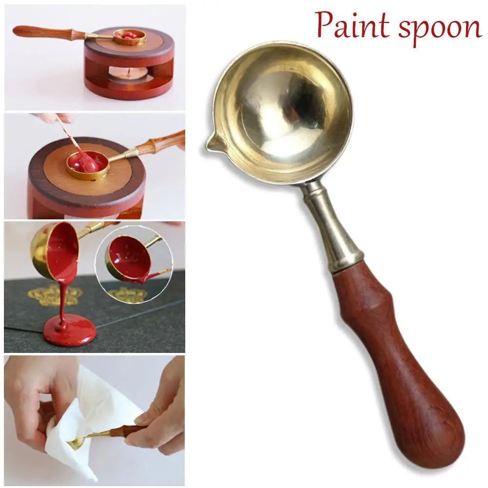 

Brass Paint Wax Spoon Sealing Wax Beads for DIY Envelope Stamp Long Handle Wax Melting Spoon Vintage Craft Gifts
