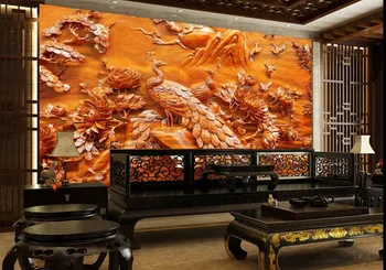 

3d wallpaper living room Phoenix Woodcarving 3d wallpaper mural Home Decoration Non woven wallpaper