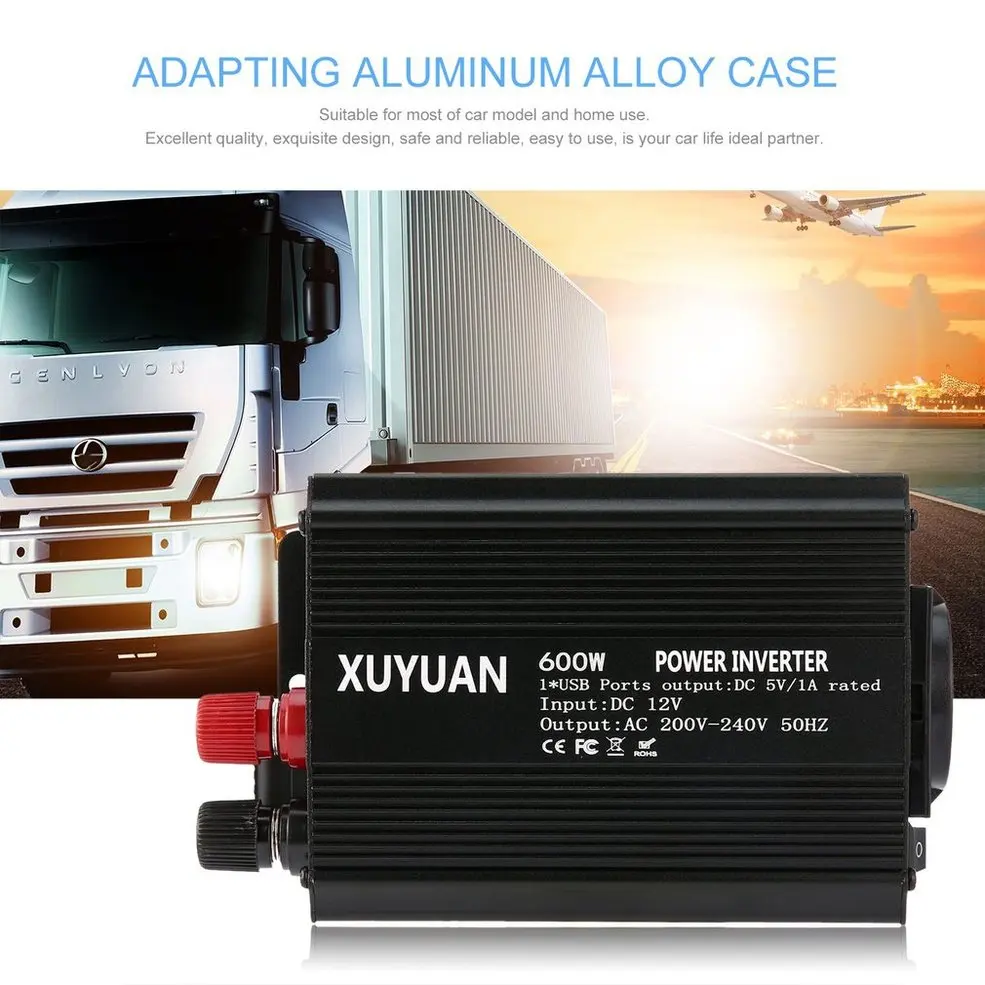  Inversor de corriente USB profesional de 600W de 12V a 220V CA con indicador LED convertidor de coc