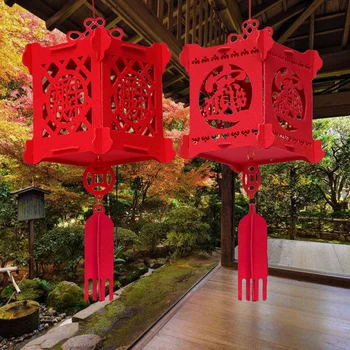 

Behogar Fashion 3D Hollow-out Non-woven Red Lantern Hanging Decoration Ornament for Chinese New Year Spring Festival Home Office