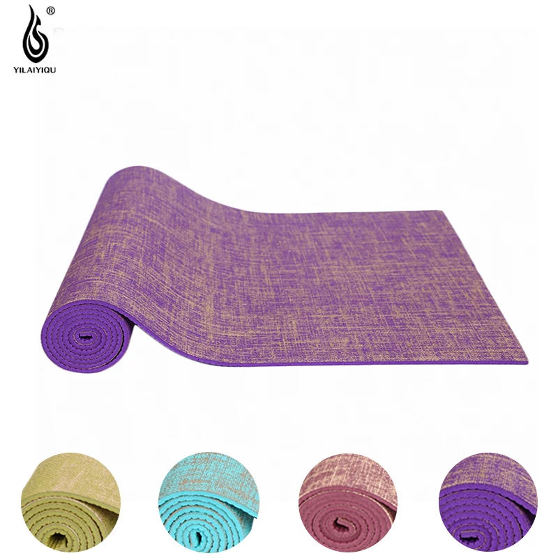 5mm Thick Yoga Mat PVC Natural Flax Non toxic Fitness Anti Allergy Anti