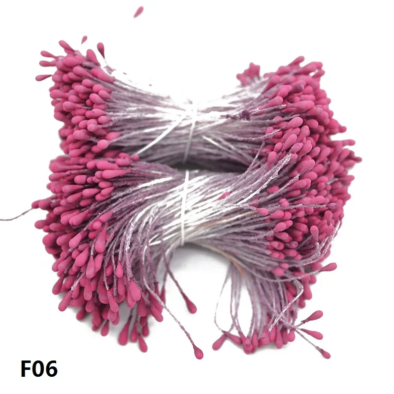 400 шт 1,5 мм мини Двойные головки тычинки ручной работы Искусственные цветы Pistil для свадебной вечеринки украшения дома сделай сам скрапбук ремесло - Цвет: F06