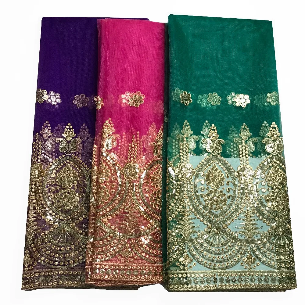 

Green African Swiss High Quality Voile Switzerland Purple Tulle Fushia Sequin Lace With 1.6 Yards Sequins Scarf/Headtie KRL-4259