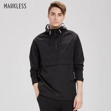 Markless Man Pullover Coat Black Waterproof Windproof Hooded Jackets Men Slim Casual Coats Spring New Arrival WTA7152M