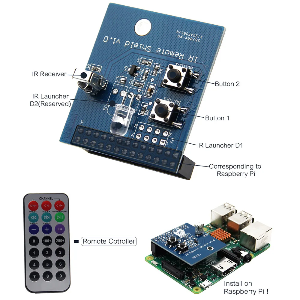 Raspberry pi 3 B+ ИК пульт дистанционного инфракрасного расширения+ пульт дистанционного управления Лер комплект | ИК-пульт управления для Raspberry pi 3 Model B+/3B