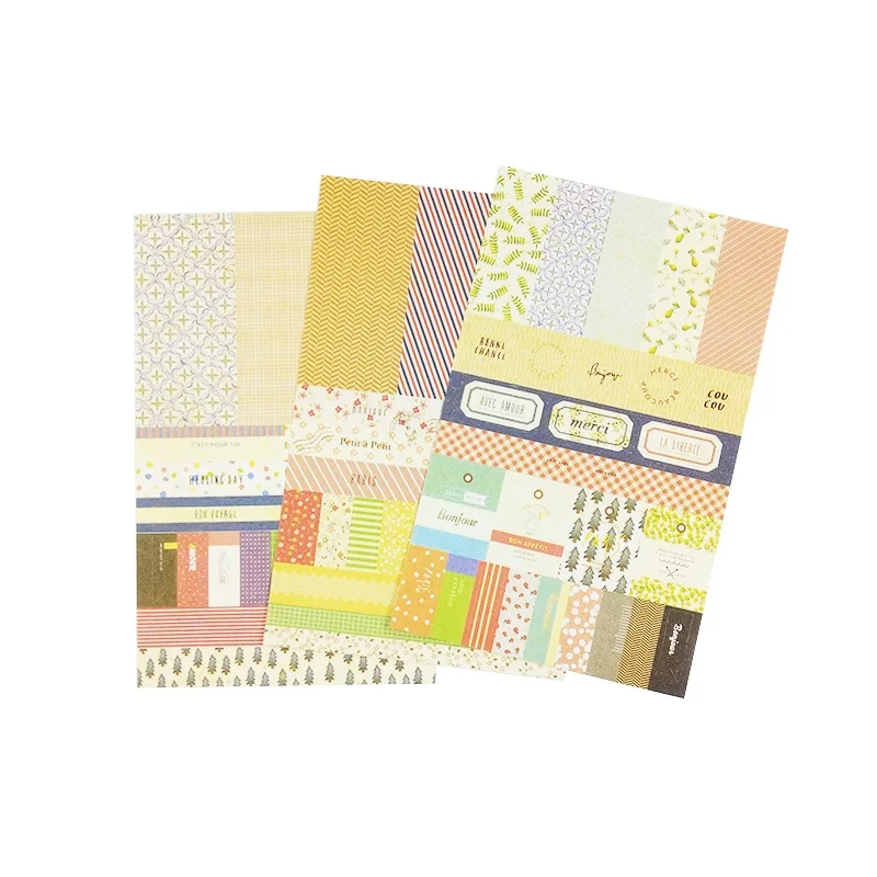 

6 Sheet/pack Stickers Original Single Deco Vintage Sticker Pastoral Floral Imitation Cloth Scrapbooking Kids Stickers